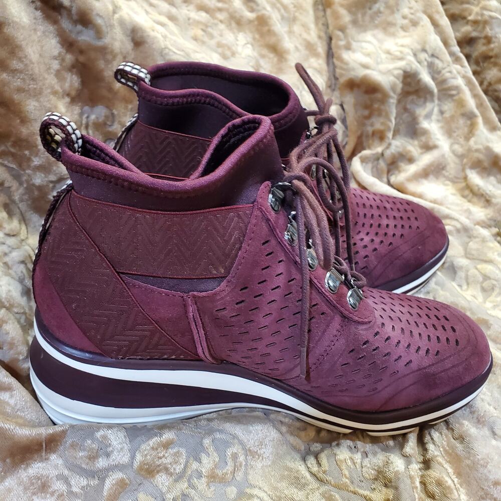 Jambu Offbeat Suede High Top Wedge Sneaker Plum Purple Street Glam Sz6